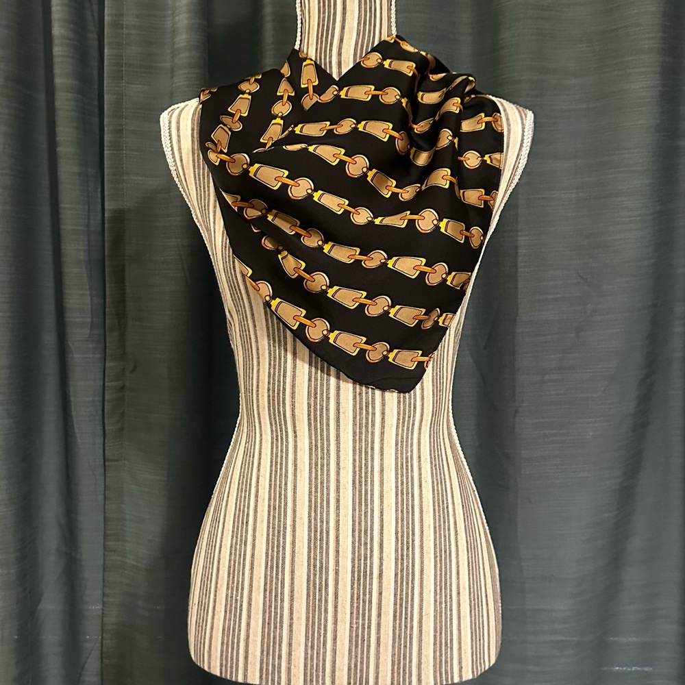 Silk Like Black and Gold Knit Scarf